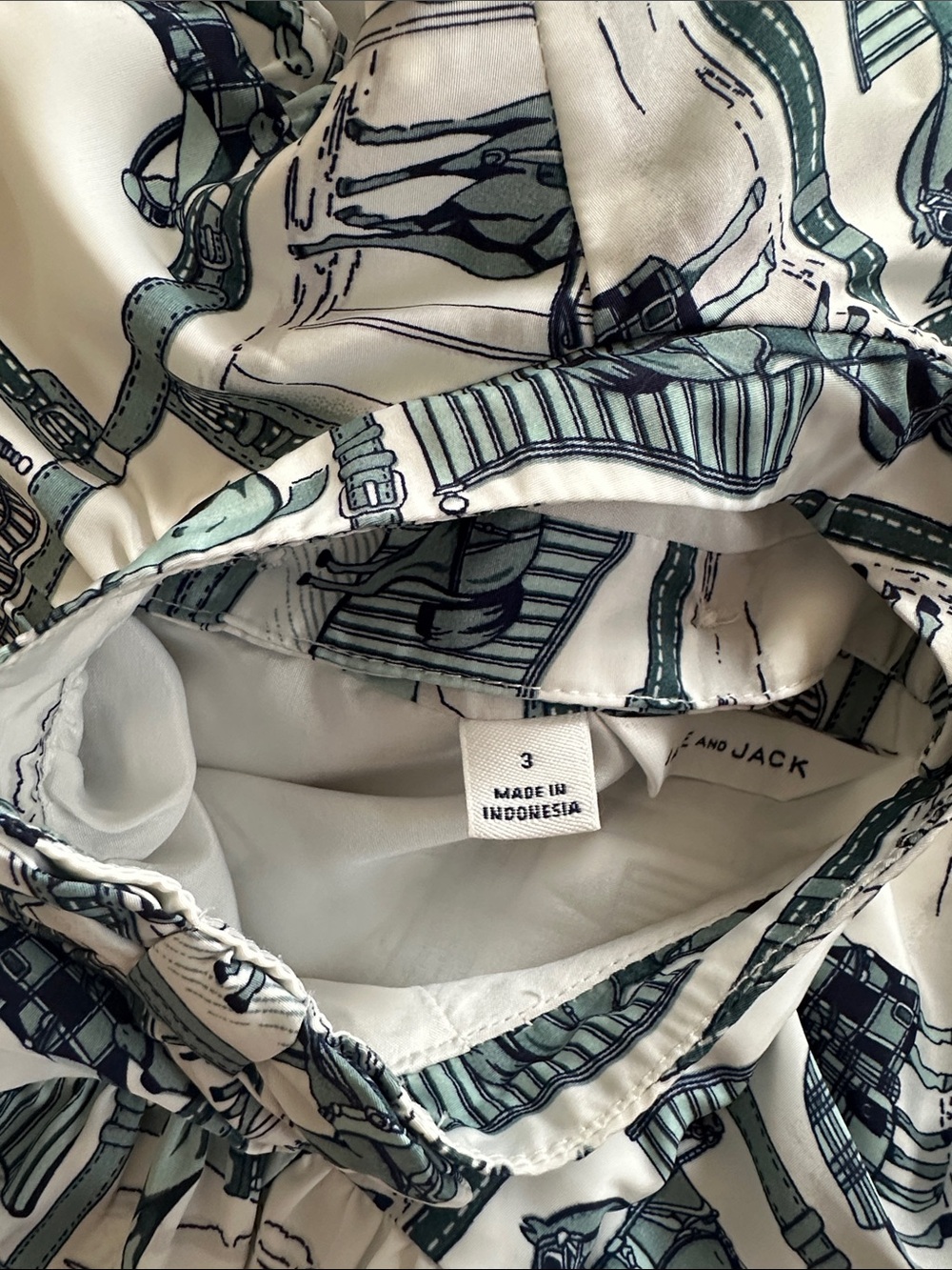 Janie and Jack Girls' White and Teal Horse Print Dress - Picture 5 of 5